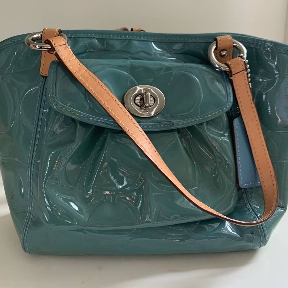 Coach Blue and Tan Crossbody
